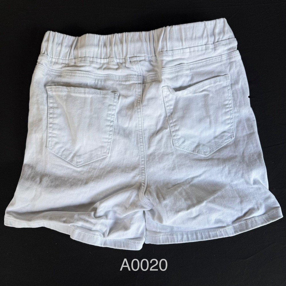 Blue Savvy Womens White Distressed Denim Shorts Elastic Drawstring Waist 7/28 - Picture 8 of 8